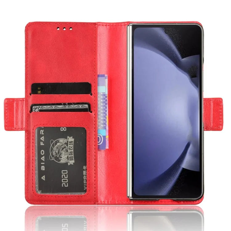For Samsung Galaxy Z Fold6 5G Phone Case Vintage PU Leather Wallet Stand Shockproof Cover