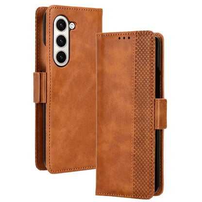 For Samsung Galaxy Z Fold6 5G Phone Case Vintage PU Leather Wallet Stand Shockproof Cover
