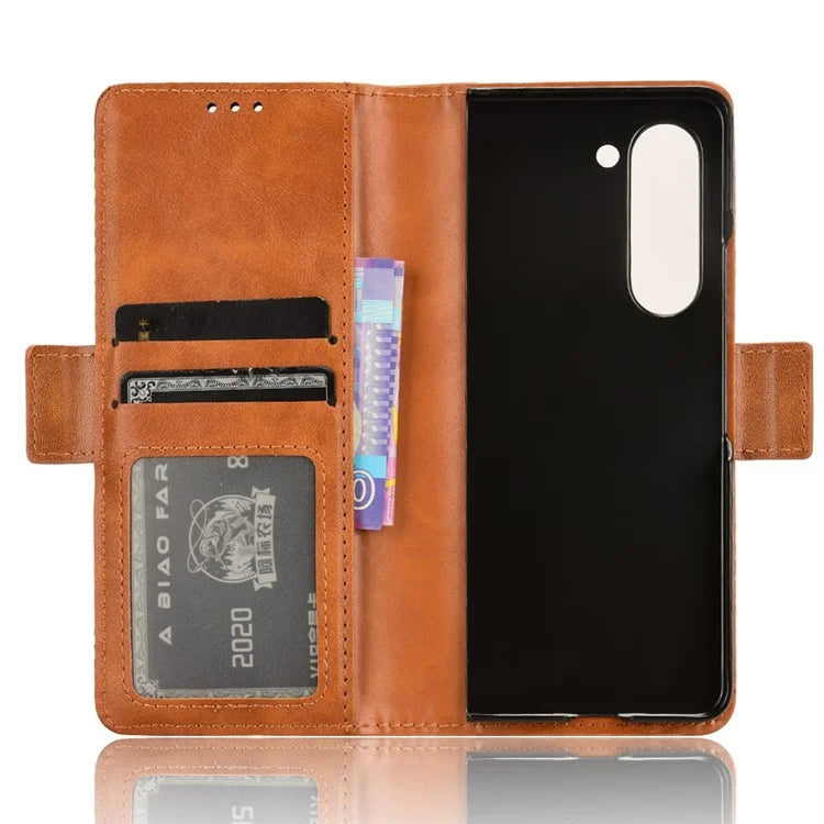 For Samsung Galaxy Z Fold6 5G Phone Case Vintage PU Leather Wallet Stand Shockproof Cover