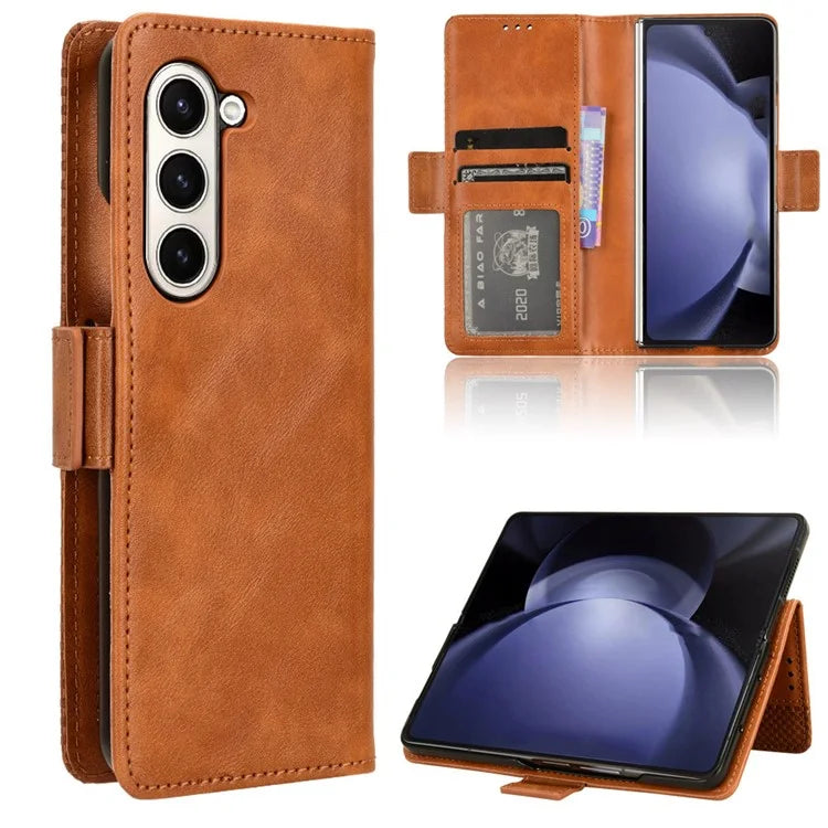 For Samsung Galaxy Z Fold6 5G Phone Case Vintage PU Leather Wallet Stand Shockproof Cover