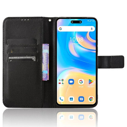 For Umidigi G6 Protective Case PU Leather Diamond Texture Phone Cover