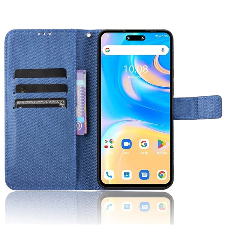 For Umidigi G6 Protective Case PU Leather Diamond Texture Phone Cover