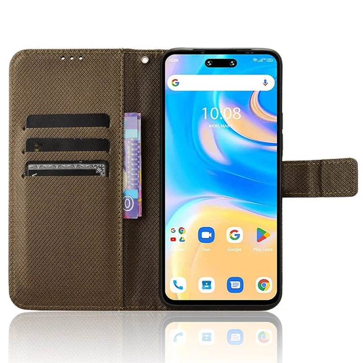 For Umidigi G6 Protective Case PU Leather Diamond Texture Phone Cover