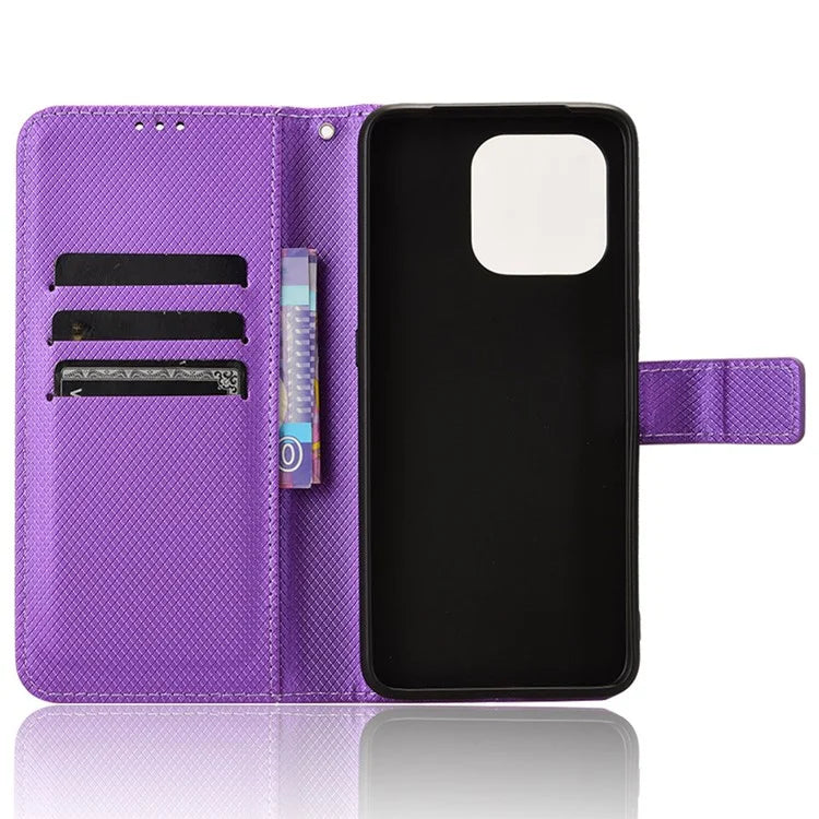 For Umidigi G6 Protective Case PU Leather Diamond Texture Phone Cover