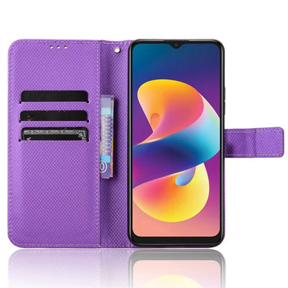 For TCL 50 LE Shockproof Case PU Leather Diamond Texture Phone Cover