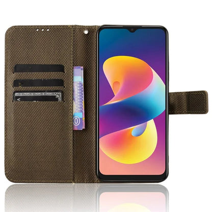 For TCL 50 LE Shockproof Case PU Leather Diamond Texture Phone Cover
