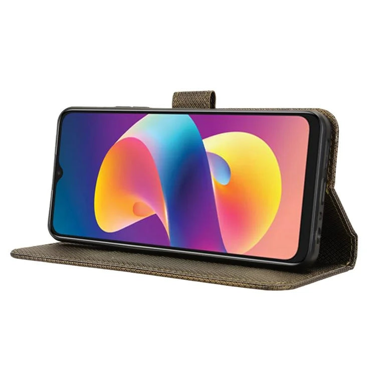 For TCL 50 LE Shockproof Case PU Leather Diamond Texture Phone Cover