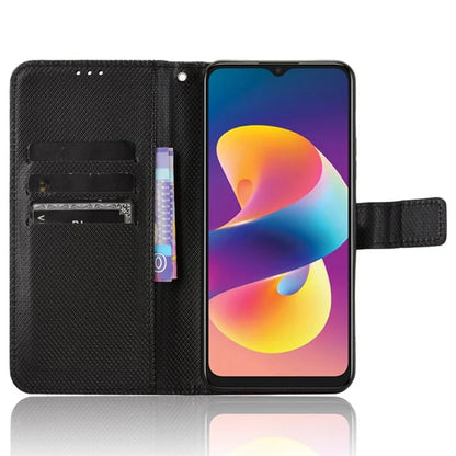 For TCL 50 LE Shockproof Case PU Leather Diamond Texture Phone Cover