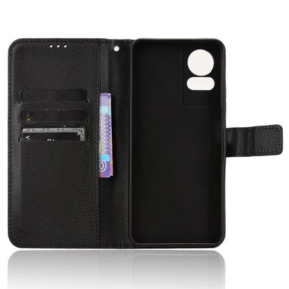For TCL 50 LE Shockproof Case PU Leather Diamond Texture Phone Cover