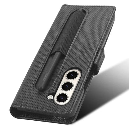 For Samsung Galaxy Z Fold6 5G Case with Pencil Holder, PU Leather Diamond Texture Wallet Phone Cover
