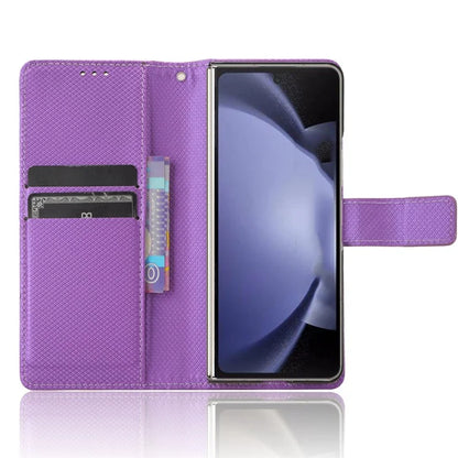 For Samsung Galaxy Z Fold6 5G Case with Pencil Holder, PU Leather Diamond Texture Wallet Phone Cover