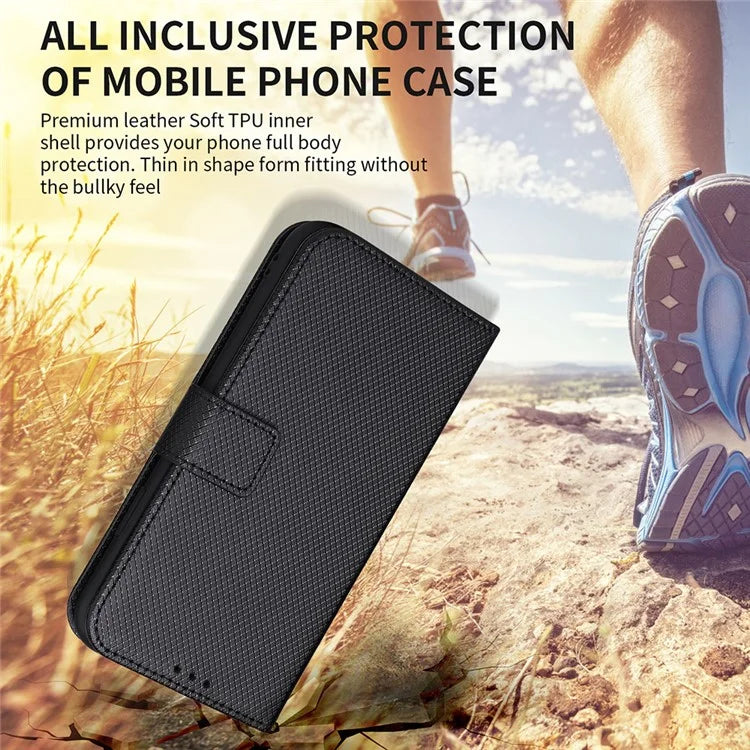 For Samsung Galaxy Z Fold6 5G Case with Pencil Holder, PU Leather Diamond Texture Wallet Phone Cover