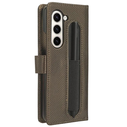 For Samsung Galaxy Z Fold6 5G Case with Pencil Holder, PU Leather Diamond Texture Wallet Phone Cover