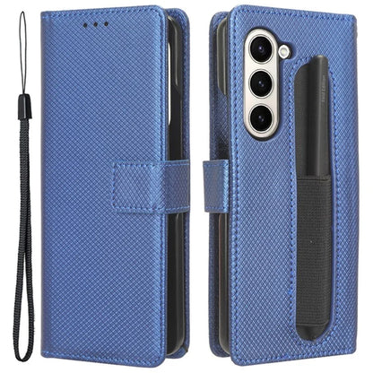 For Samsung Galaxy Z Fold6 5G Case with Pencil Holder, PU Leather Diamond Texture Wallet Phone Cover
