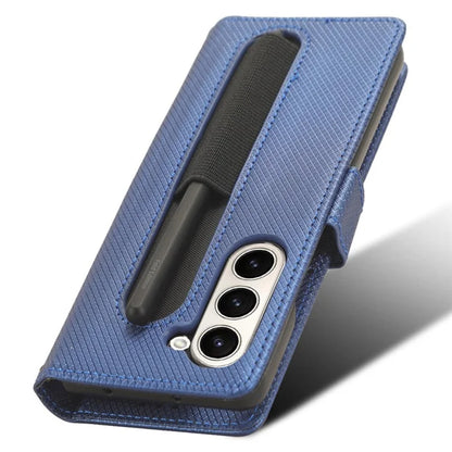 For Samsung Galaxy Z Fold6 5G Case with Pencil Holder, PU Leather Diamond Texture Wallet Phone Cover