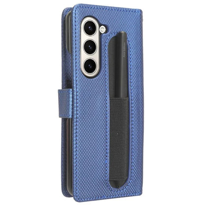 For Samsung Galaxy Z Fold6 5G Case with Pencil Holder, PU Leather Diamond Texture Wallet Phone Cover