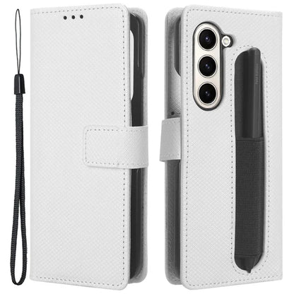 For Samsung Galaxy Z Fold6 5G Case with Pencil Holder, PU Leather Diamond Texture Wallet Phone Cover