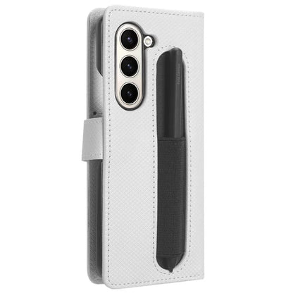 For Samsung Galaxy Z Fold6 5G Case with Pencil Holder, PU Leather Diamond Texture Wallet Phone Cover