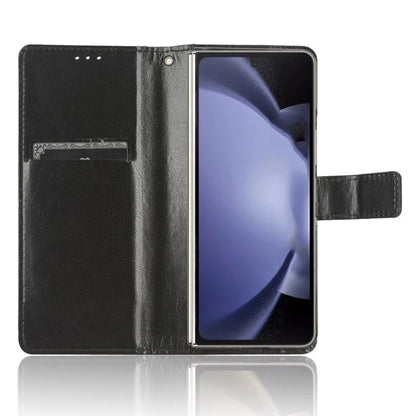 For Samsung Galaxy Z Fold6 5G Phone Case Pencil Slot Stand Leather Cover Crazy Horse Texture