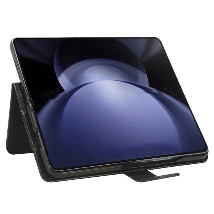 For Samsung Galaxy Z Fold6 5G Phone Case Pencil Slot Stand Leather Cover Crazy Horse Texture