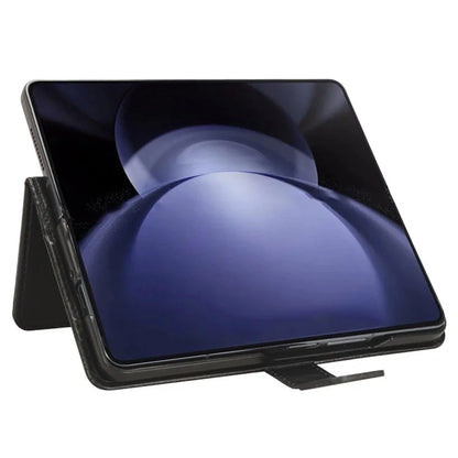 For Samsung Galaxy Z Fold6 5G Phone Case Pencil Slot Stand Leather Cover Crazy Horse Texture
