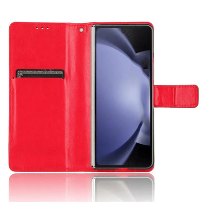 For Samsung Galaxy Z Fold6 5G Phone Case Pencil Slot Stand Leather Cover Crazy Horse Texture