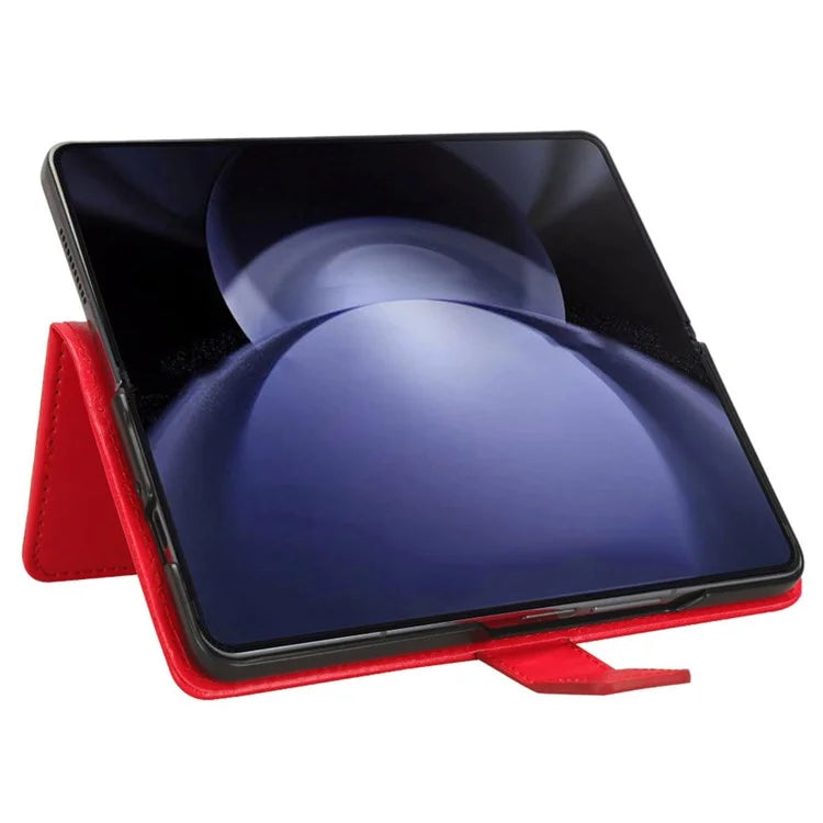 For Samsung Galaxy Z Fold6 5G Phone Case Pencil Slot Stand Leather Cover Crazy Horse Texture
