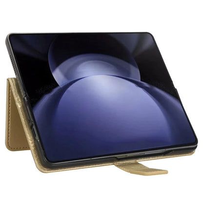 For Samsung Galaxy Z Fold6 5G Phone Case Pencil Slot Stand Leather Cover Crazy Horse Texture