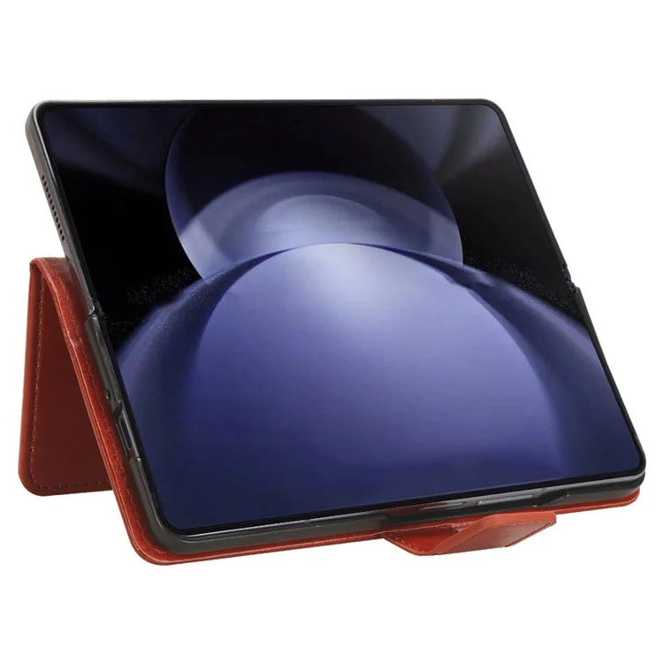 For Samsung Galaxy Z Fold6 5G Phone Case Pencil Slot Stand Leather Cover Crazy Horse Texture