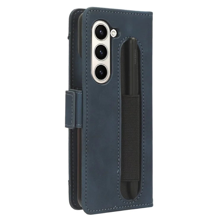For Samsung Galaxy Z Fold6 5G Stand Case with Pencil Slot Anti-Scratch Leather Phone Cover