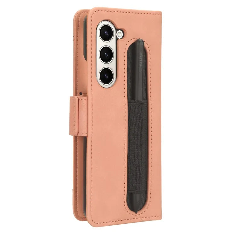 For Samsung Galaxy Z Fold6 5G Stand Case with Pencil Slot Anti-Scratch Leather Phone Cover