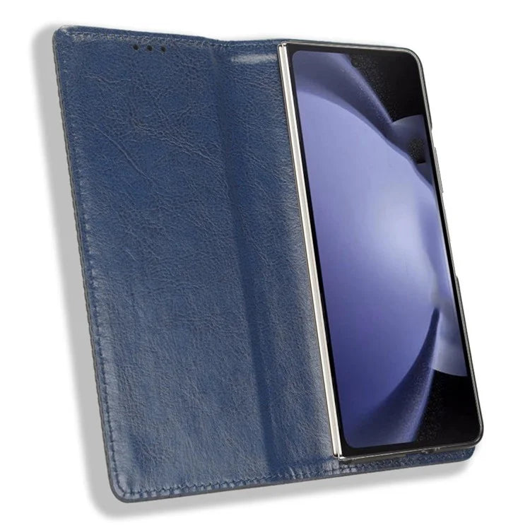 For Samsung Galaxy Z Fold6 5G Case with Pencil Holder Retro PU Leather Phone Cover