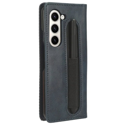 For Samsung Galaxy Z Fold6 5G Case with Pencil Holder Retro PU Leather Phone Cover