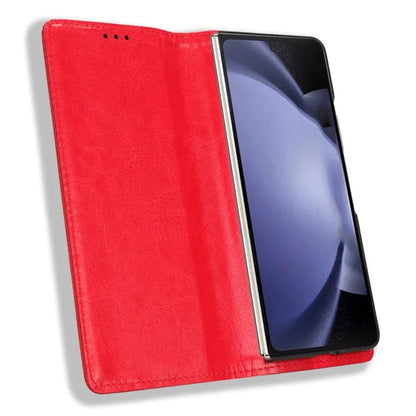 For Samsung Galaxy Z Fold6 5G Case with Pencil Holder Retro PU Leather Phone Cover