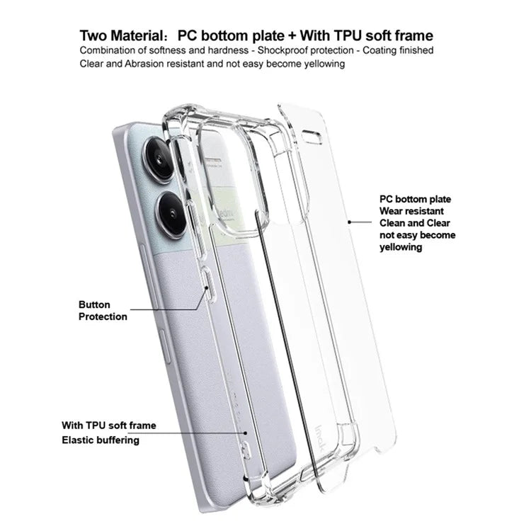 IMAK For Xiaomi Redmi Note 13 Pro+ 5G Case Airbag Corners Clear PC+TPU Phone Cover