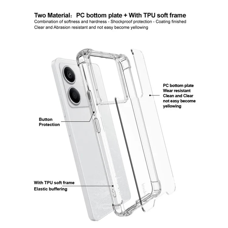 IMAK For Xiaomi Redmi Note 13 Pro 5G  /  Poco X6 5G Clear Case PC+TPU Phone Cover Airbag Corners