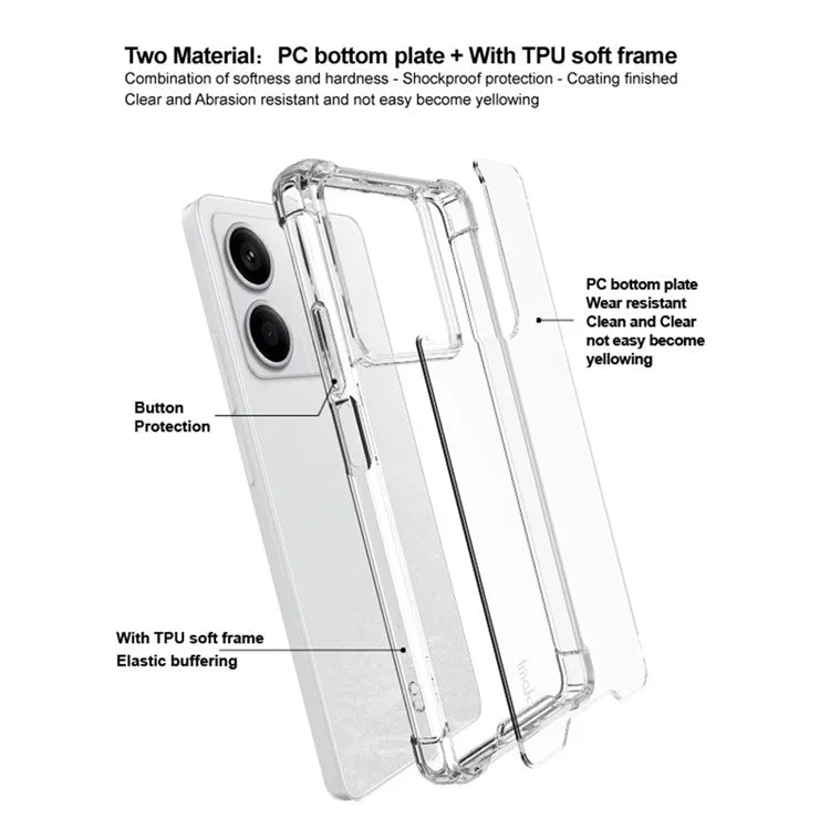IMAK For Xiaomi Redmi Note 13 5G Case PC+TPU Clear Phone Cover Airbag Corners