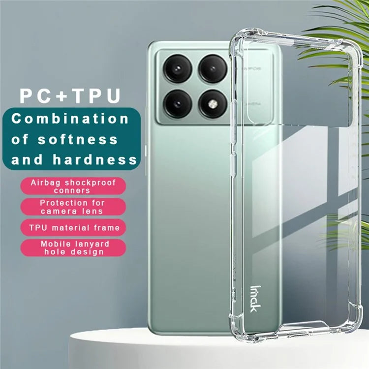 IMAK For Xiaomi Redmi K70E 5G  /  Poco X6 Pro 5G Clear Case PC+TPU Shockproof Phone Cover