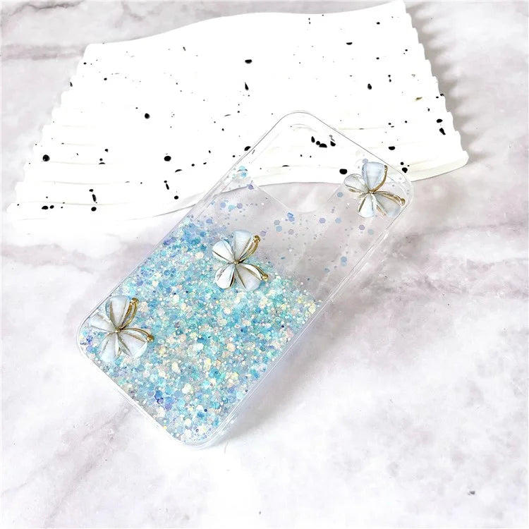 For iPhone 16 Pro Max Case Luminous Effect Sparkle 3D Butterfly TPU Phone Cover