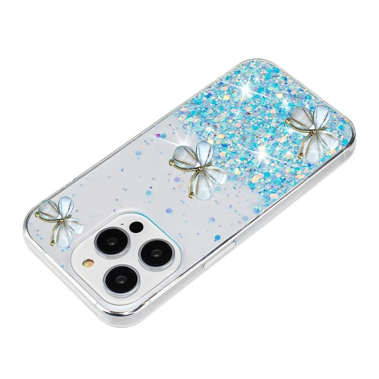 For iPhone 16 Pro Case Aesthetic Butterfly TPU Luminous Starry Phone Cover