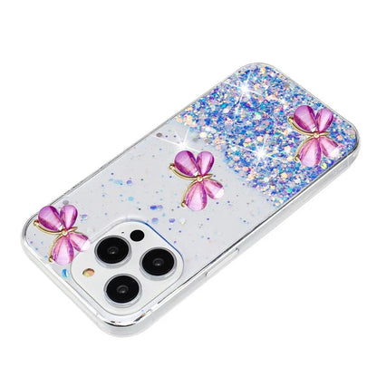 For iPhone 16 Pro Case Aesthetic Butterfly TPU Luminous Starry Phone Cover