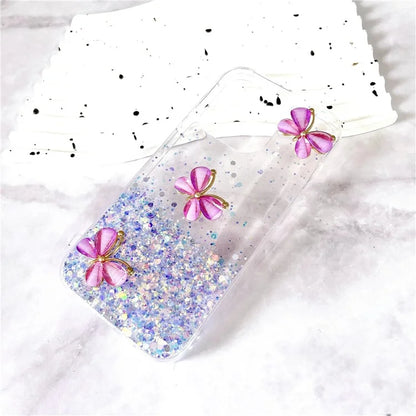 For iPhone 16 Pro Case Aesthetic Butterfly TPU Luminous Starry Phone Cover