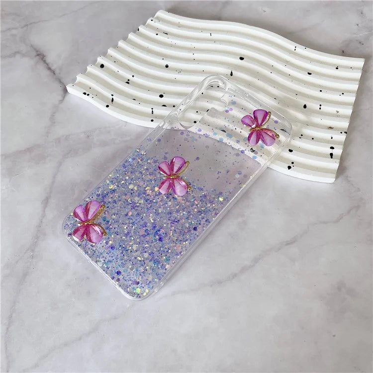 For Samsung Galaxy A55 5G Case Luminous TPU Phone Cover Cute 3D Butterfly Epoxy