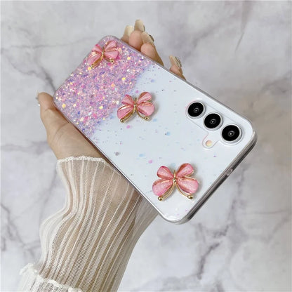 For Samsung Galaxy S24 FE Case Glowing in Dark 3D Butterfly Epoxy TPU Phone Cover