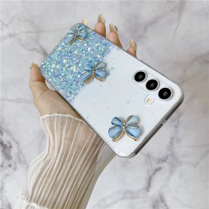 For Samsung Galaxy S24 FE Case Glowing in Dark 3D Butterfly Epoxy TPU Phone Cover