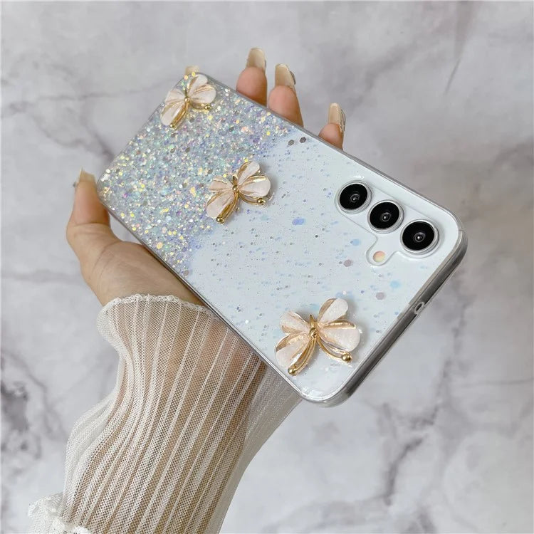 For Samsung Galaxy S24 FE Case Glowing in Dark 3D Butterfly Epoxy TPU Phone Cover