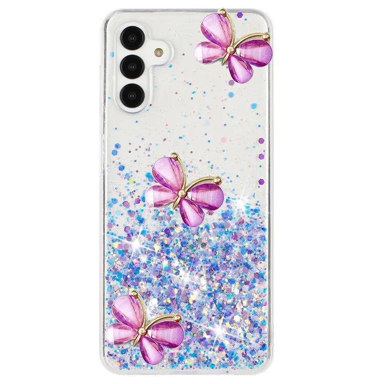 For Samsung Galaxy S24 FE Case Glowing in Dark 3D Butterfly Epoxy TPU Phone Cover