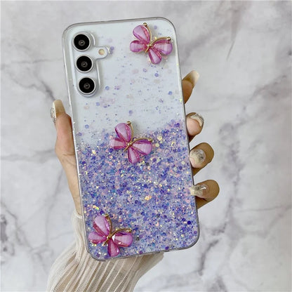 For Samsung Galaxy S24 FE Case Glowing in Dark 3D Butterfly Epoxy TPU Phone Cover