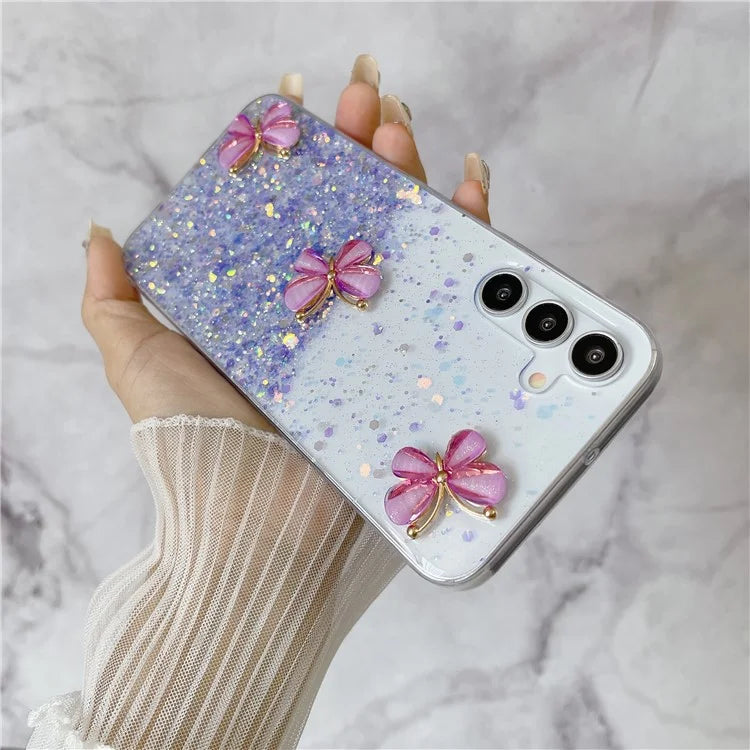 For Samsung Galaxy S24 FE Case Glowing in Dark 3D Butterfly Epoxy TPU Phone Cover