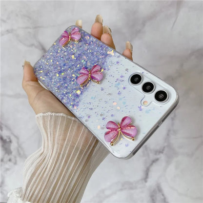 For Samsung Galaxy S24 FE Case Glowing in Dark 3D Butterfly Epoxy TPU Phone Cover